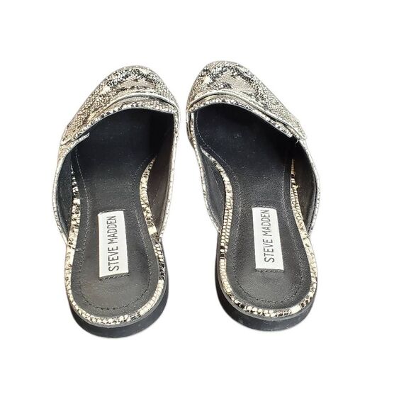Steve Madden Snakeskin PU Leather Slip-on Kendle Mule Flat Taupe Tan Size 7.5 - Picture 3 of 12
